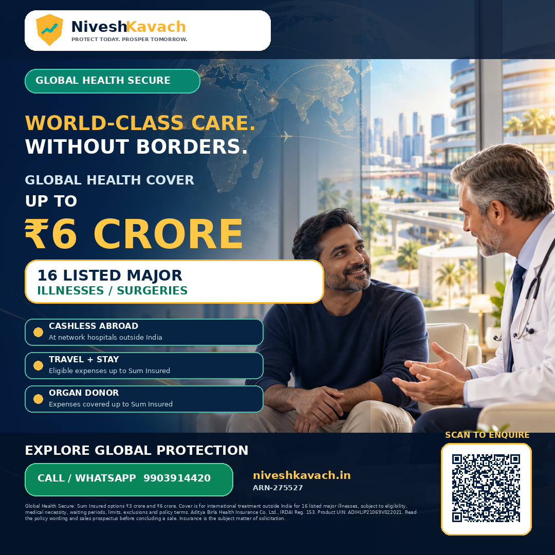 NiveshKavach Global Health Secure cover up to 6 crore for listed major illnesses and surgeries
